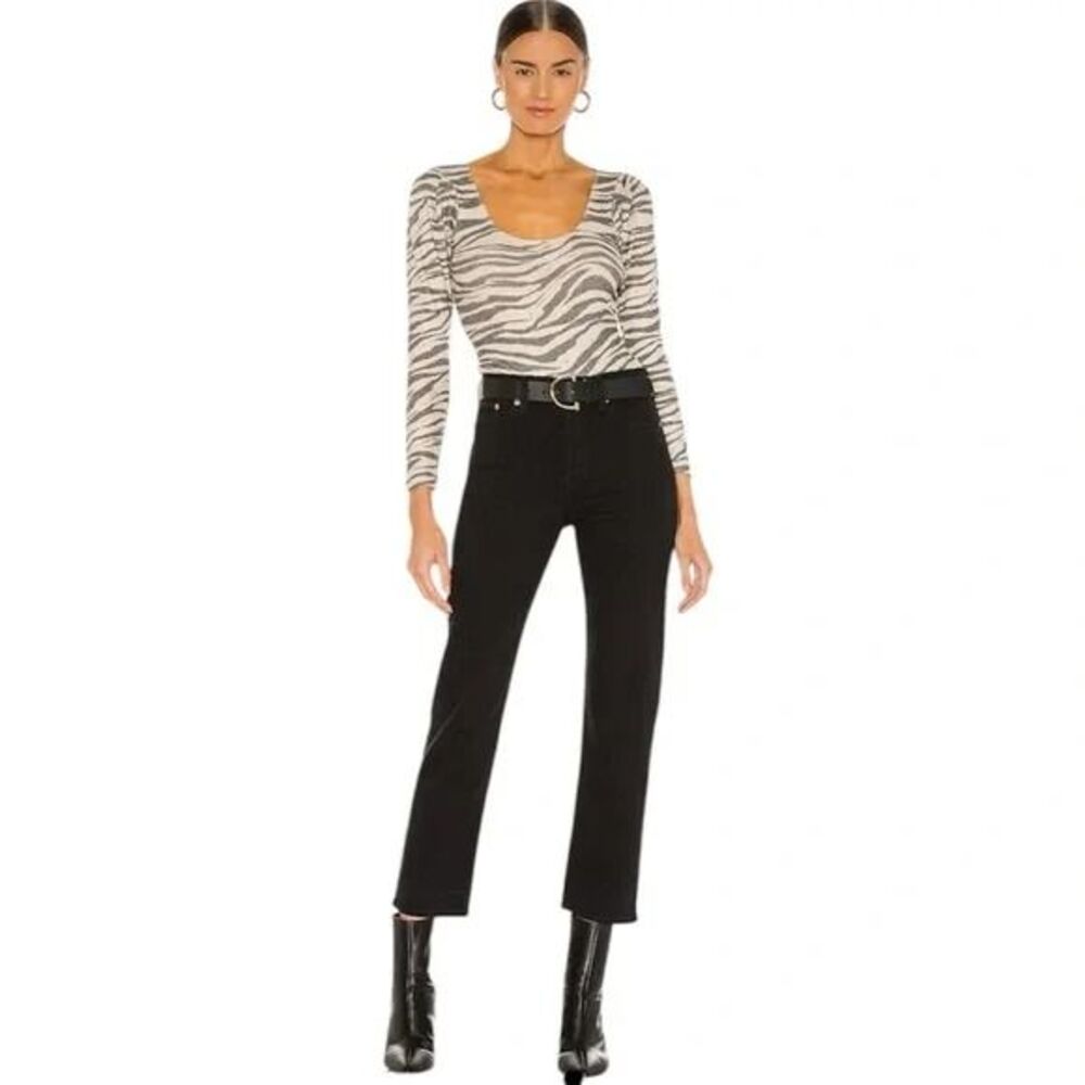 32 Levi's High Rise Button Fly Wedgie Straight Crop Black